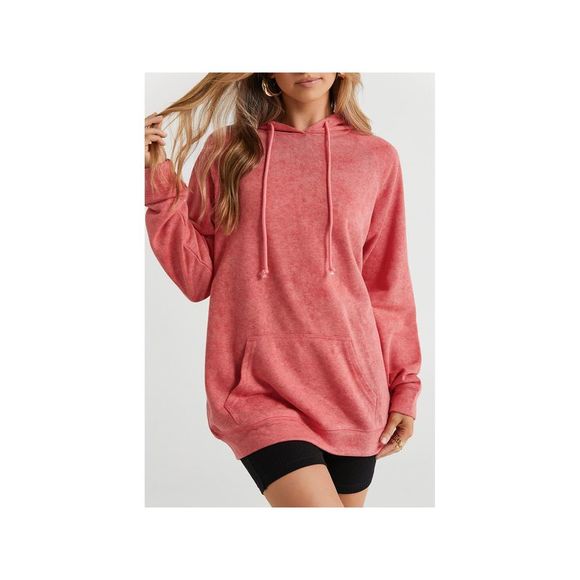 Azura Exchange  Mineral Wash Kangaroo Pocket Drawstring Pullover Hoodie - Picture 14 of 15